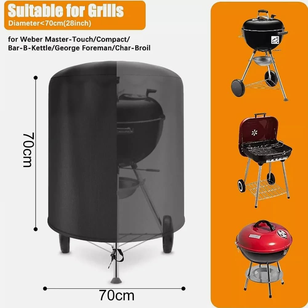 Raweao Κάλυμμα BBQ για Βραστήρα Weber Αδιάβροχο Κάλυμμα Μπάρμπεκιου Στρογγυλό Εξωτερικού Χώρου Προστατευτικό από τη Βροχή Κάλυμμα Oxford για Μπάρμπεκιου 57Cm