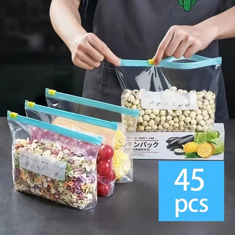 10-90pcs Τσάντες αποθήκευσης φρέσκιας διατήρησης με φερμουάρ, σφραγισμένες σακούλες τροφίμων για φρούτα, δημητριακά, λαχανικά, κρέας, στεγανή αποθήκευση στην κατάψυξη