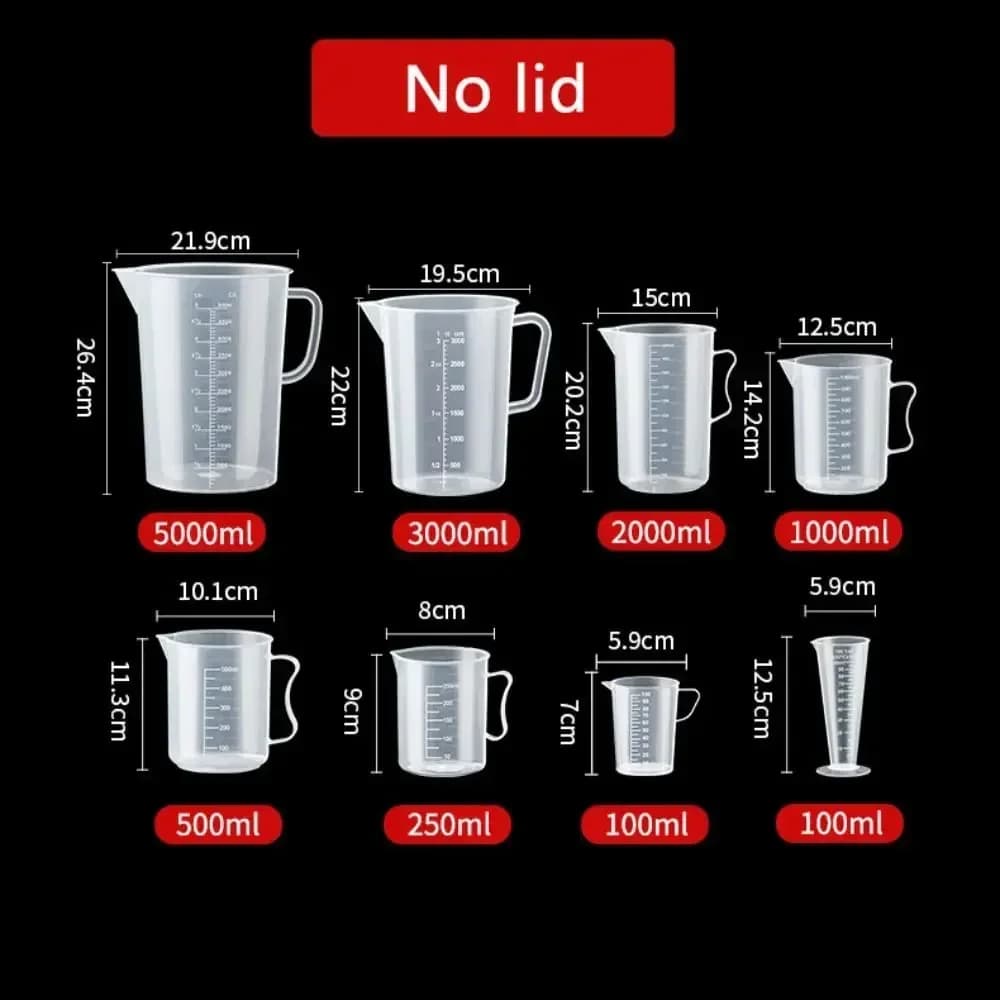 Μεζούρα κουζίνας 100-5000ml, χωρίς καπάκι με καπάκι, κλίμακα, PC, ανθεκτική σε υψηλή θερμοκρασία, πλαστικό δοχείο για γάλα και τσάι