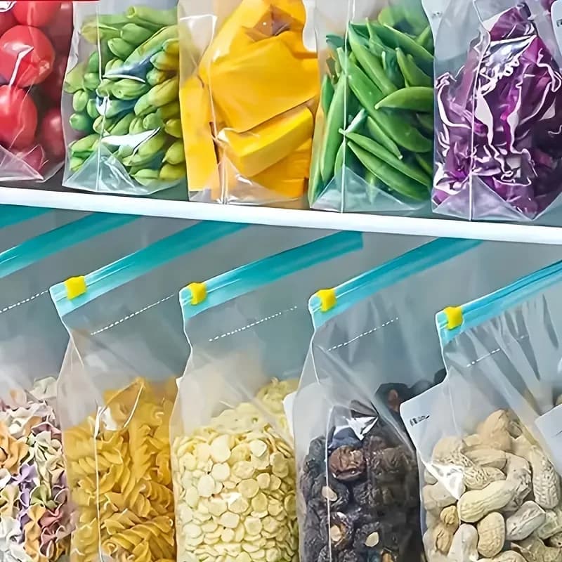 10-90pcs Τσάντες αποθήκευσης φρέσκιας διατήρησης με φερμουάρ, σφραγισμένες σακούλες τροφίμων για φρούτα, δημητριακά, λαχανικά, κρέας, στεγανή αποθήκευση στην κατάψυξη
