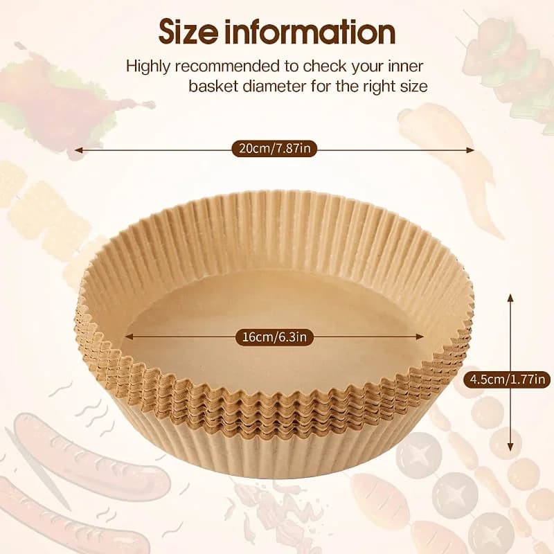 Χάρτινες Θήκες για Air Fryer Μίας Χρήσης Ανθεκτικές στο Λάδι και το Νερό, Χαρτί Ψησίματος Στρογγυλό, Τετράγωνο και Ορθογώνιο, Είδη Κουζίνας και Πάρτι