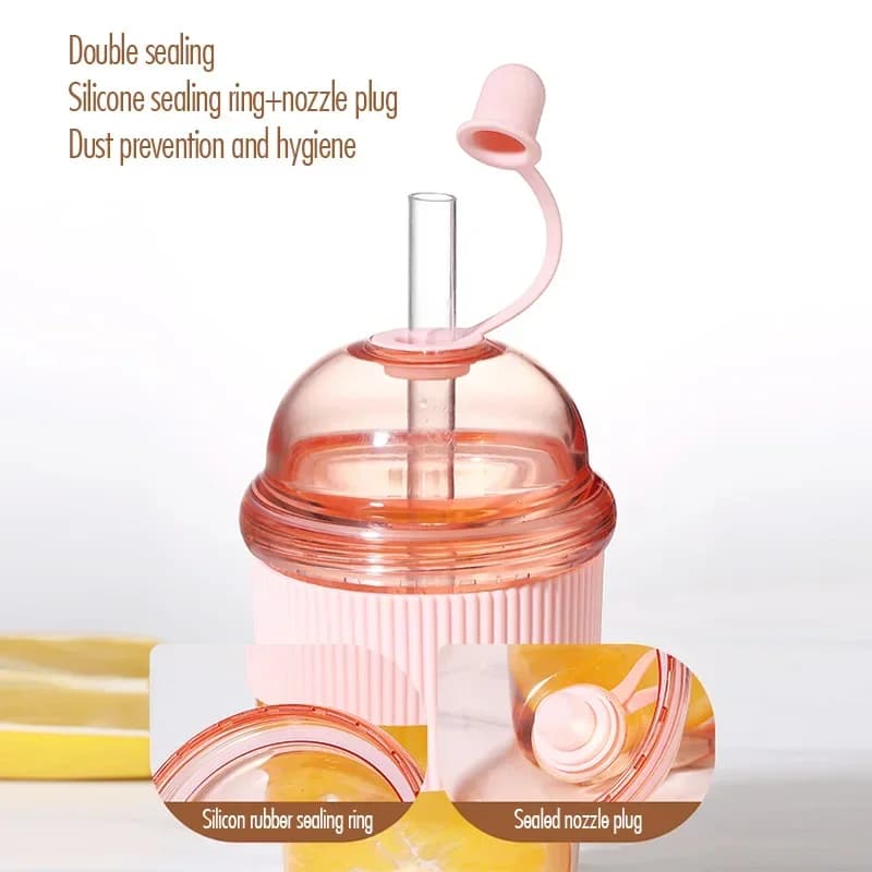 1 τεμ. φορητό κύπελλο με καλαμάκι flip 430ml, πλαστικό, στυλ ins, υψηλής χωρητικότητας μπουκάλι νερού για τσάι, καφέ, γάλα, ανθεκτικό στη θερμότητα, κύπελλο για χυμό και ζελέ