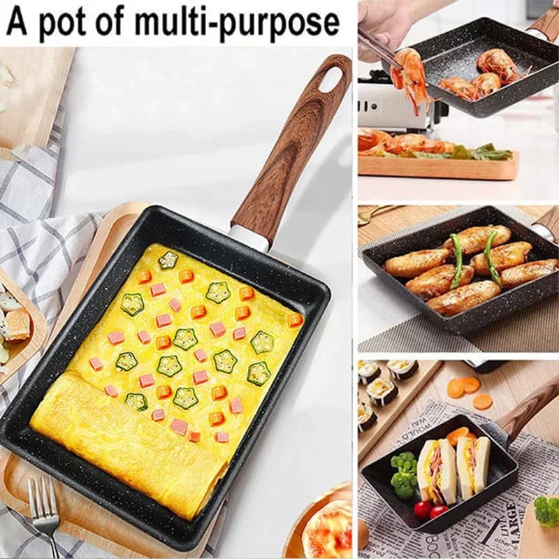 Ταψί για Tamagoyaki Ιαπωνική ομελέτα Αντικολλητικό ταψί για αυγά Ορθογώνιο Tamago μικρό τηγάνι αυγών με εργαλεία μαγειρικής