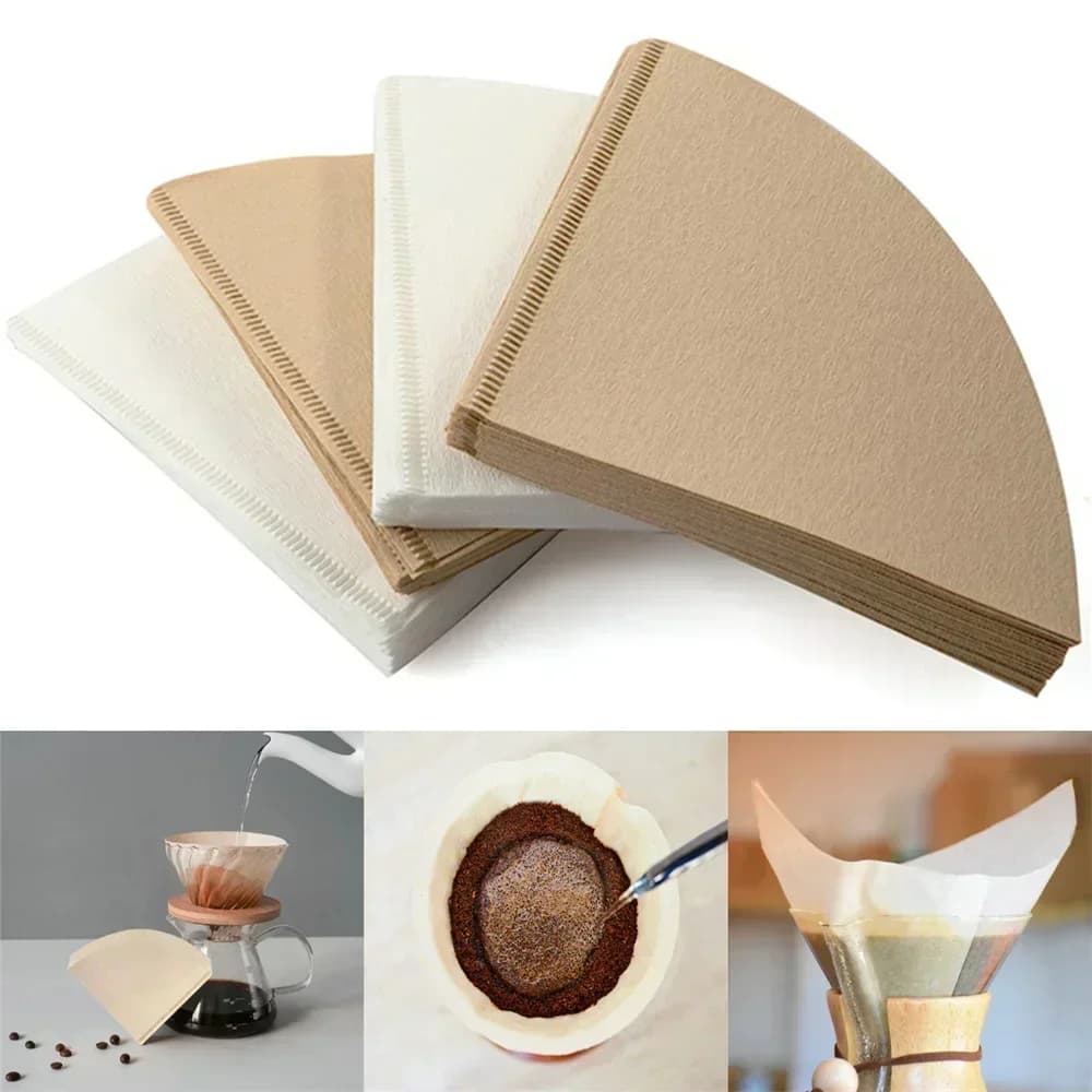 40/100Pcs χάρτινα φίλτρα καφέ σε σχήμα V, αλευκάνιστα, μιας χρήσης, food grade, V60 φίλτρα καφέ για pour over καφετιέρα, drip coffee