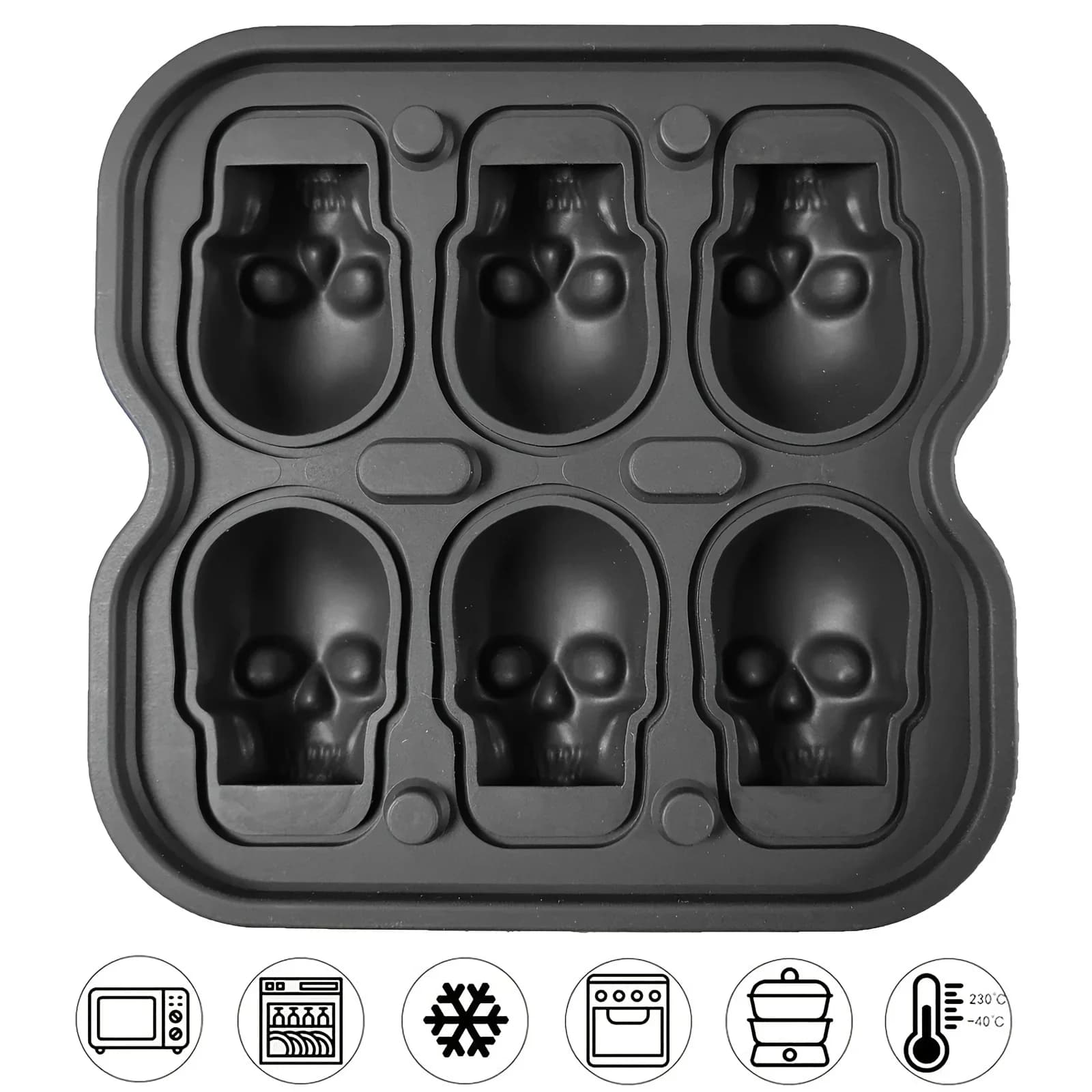 Καλούπι για παγάκια Skull από σιλικόνη 3D εύκαμπτο, χωρίς BPA, για καταψύκτη, καλούπι παγάκια κεφαλής κρανίου για ποτά και κοκτέιλ
