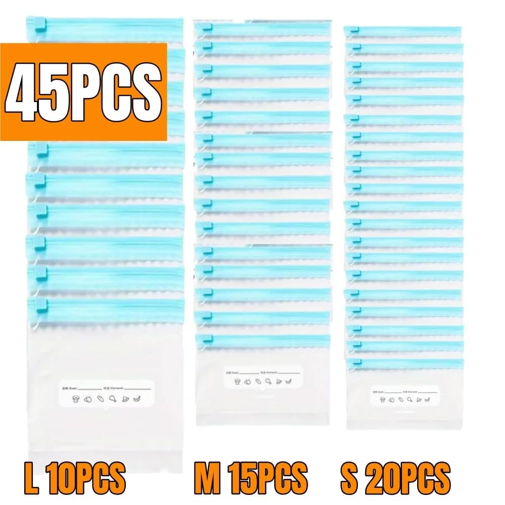 10-90pcs Τσάντες αποθήκευσης φρέσκιας διατήρησης με φερμουάρ, σφραγισμένες σακούλες τροφίμων για φρούτα, δημητριακά, λαχανικά, κρέας, στεγανή αποθήκευση στην κατάψυξη