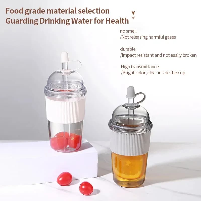 1 τεμ. φορητό κύπελλο με καλαμάκι flip 430ml, πλαστικό, στυλ ins, υψηλής χωρητικότητας μπουκάλι νερού για τσάι, καφέ, γάλα, ανθεκτικό στη θερμότητα, κύπελλο για χυμό και ζελέ
